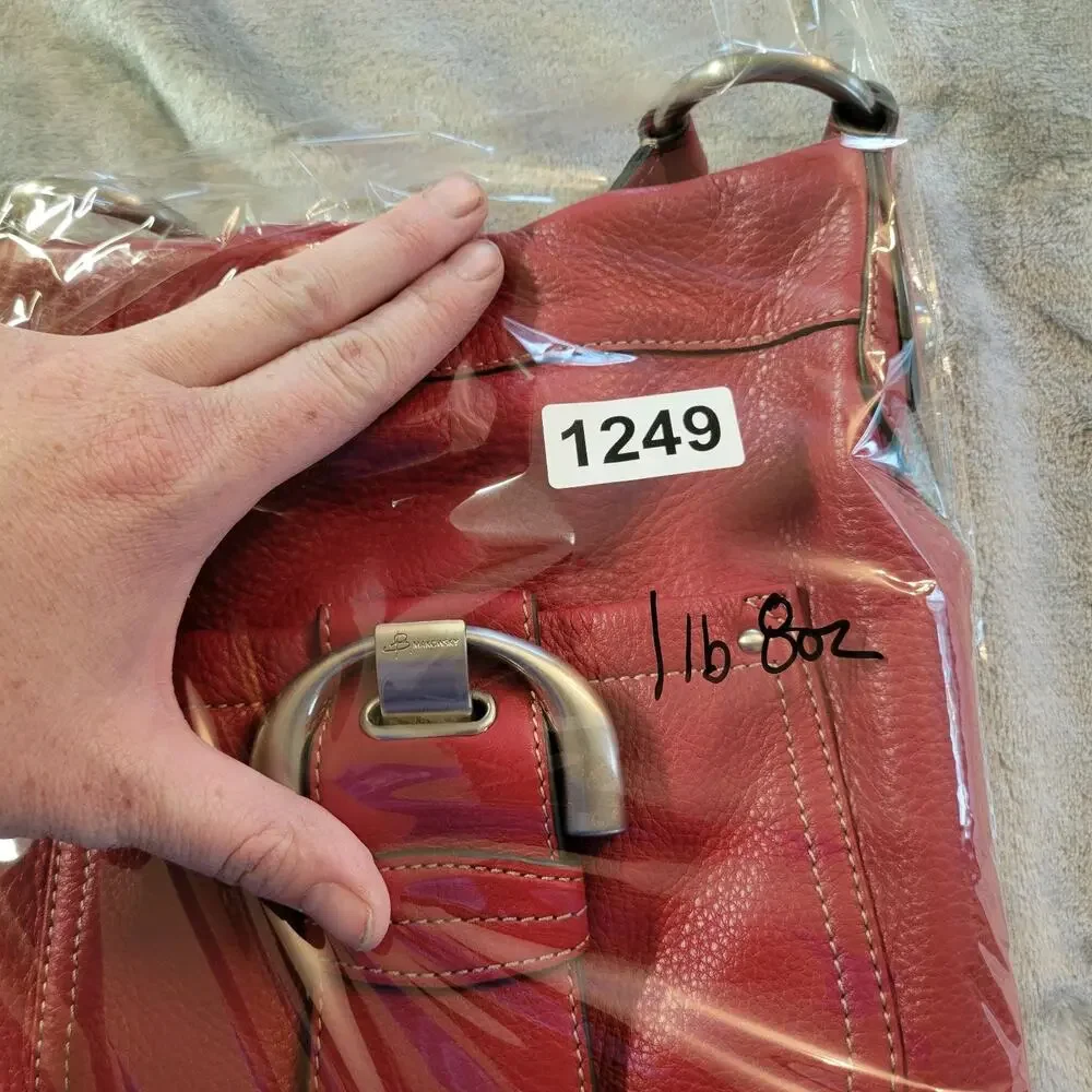 B.Makowsky Women's Crossbody Bag Genuine Leather, Raspberry Red Chic Minimalist